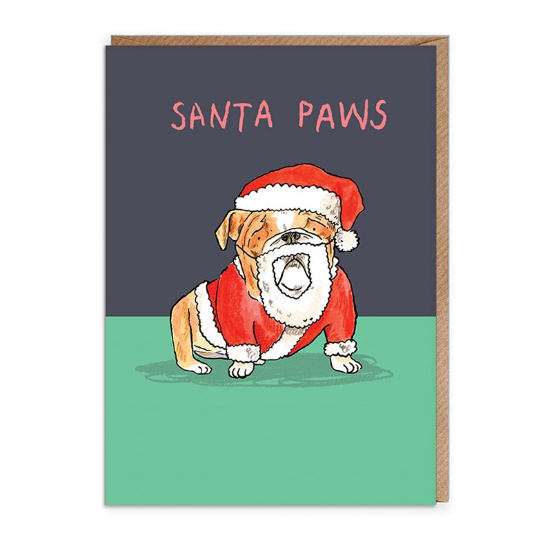 Santa Paws Bulldog Holiday Card