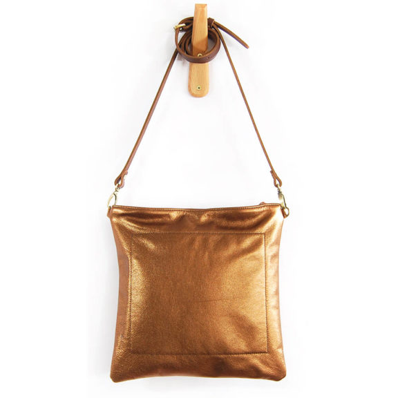 LARA B DESIGNS Cleo Leather Messenger Bag - Bronze Pearl