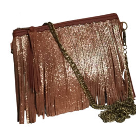LARA B DESIGNS Maya Leather Fringe Crossbody/Shoulder Bag - Brandy Sparkle