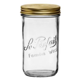 1L French Glass Mason Jar With Gold Lid