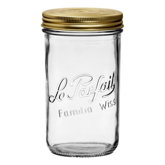 1L French Glass Mason Jar With Gold Lid