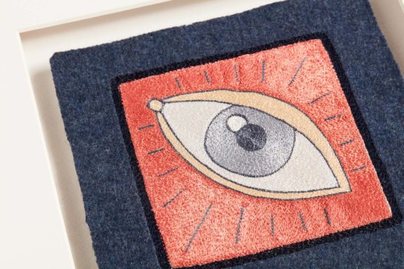 Tarot Inspired Embroidered Eye Patch - Wall Art With Wood Frame