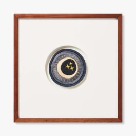 Celestial Embroidered Moon & Stars Patch - Wall Art With Wood Frame
