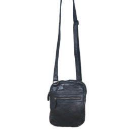 LARA B DESIGNS Alex Leather Crossbody Unisex Bag - Black