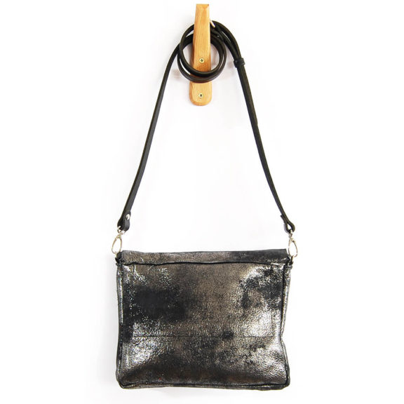 LARA B DESIGNS Emma Leather Crossbody/Shoulderbag - Black Platinum