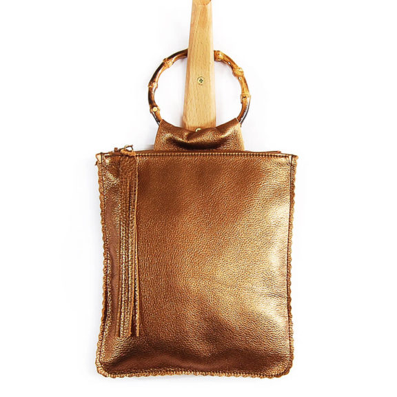 LARA B DESIGNS Hanna Leather Handbag - Bronze Pearl