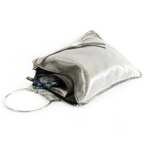 LARA B DESIGNS Hanna Leather Handbag - Silver Platinum