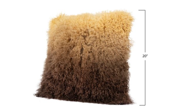 Brown Ombre Tibetan Lamb Fur Pillow