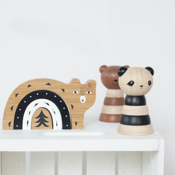 WEE GALLERY Bamboo Nesting Bear Stackable Baby Toy