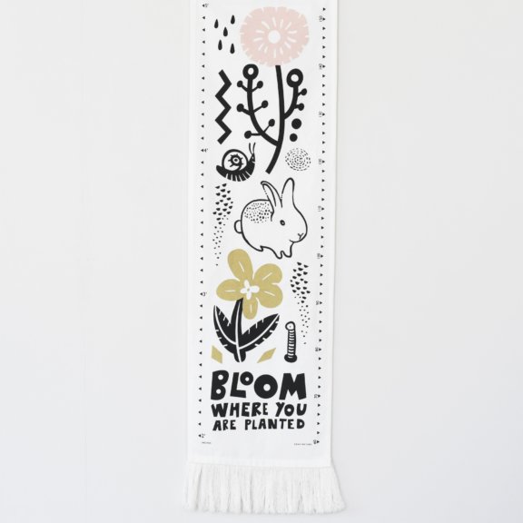 WEE GALLERY "Bloom Where You're Planted" Woodland Blooms Canvas Growth Chart