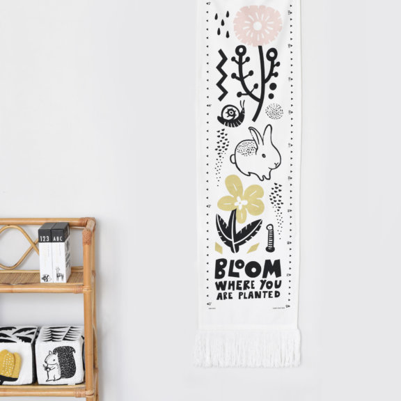 WEE GALLERY "Bloom Where You're Planted" Woodland Blooms Canvas Growth Chart