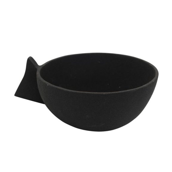 Textured Metal Black Bowl With Handle