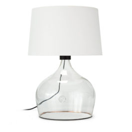 Glass Vessel Table Lamp with Copper Strip & Glass Medallion