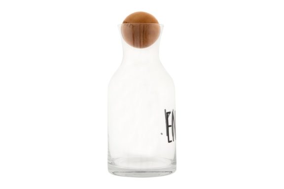 "Enjoy" Glass Decanter With Wood Stopper (40 oz.)