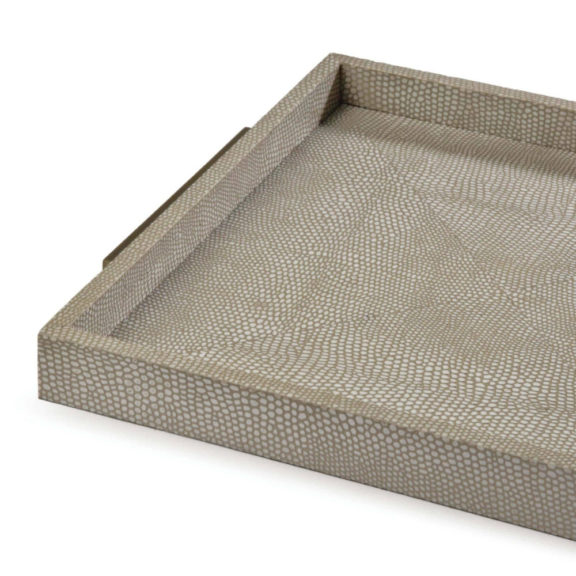Square Shagreen Boutique Tray (Ivory Grey Python)