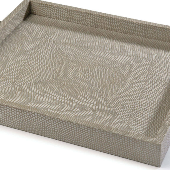 Square Shagreen Boutique Tray (Ivory Grey Python)