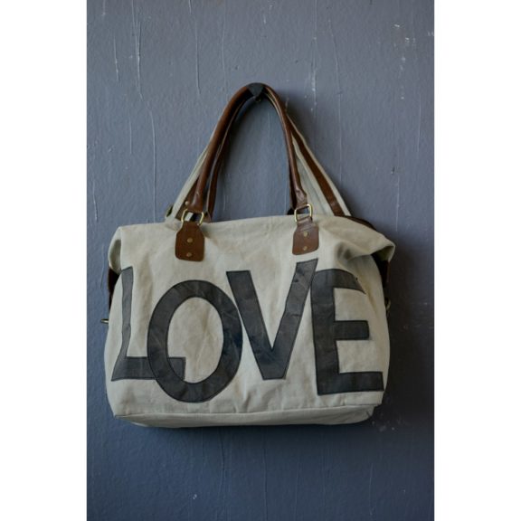 Canvas "LOVE" Satchel With Leather Handle