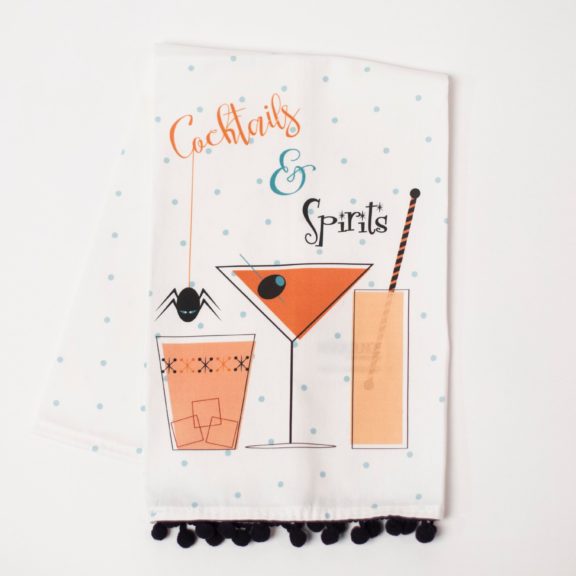 Mid-century Modern "Cocktails & Spirits" Tea Towel
