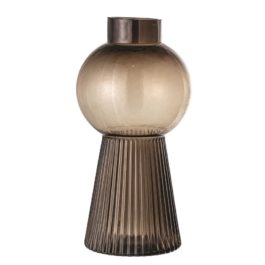 Brown Round Molded Glass Vase