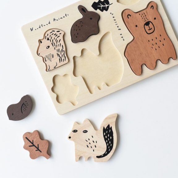 WEE GALLERY Wooden Tray Woodland Animals Puzzle
