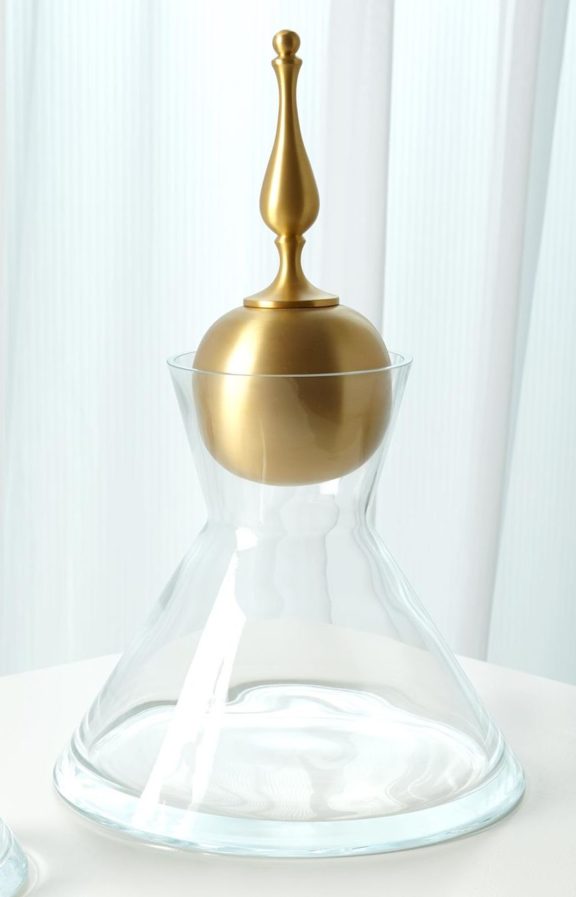 Glass Decanter with Brass Finial
