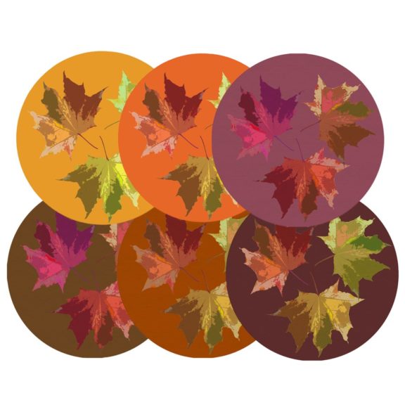 NICOLETTE MAYER Autumn Leaves 16” Round Pebble Placemat (Various Colors)