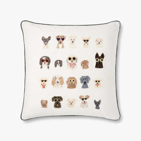 RIFLE PAPER CO. Assorted Stylish Dogs Cotton Pillow