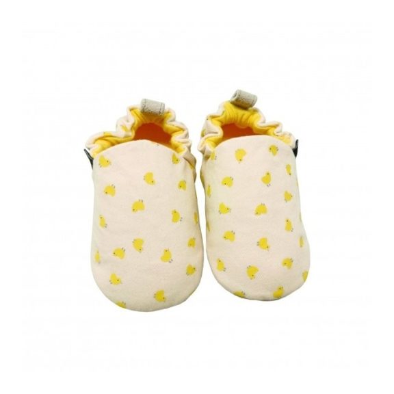 Baby's First Slippers - Suede & Cotton Yellow Slippers (3-6 months)
