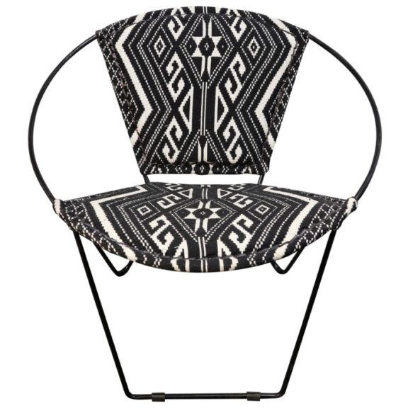 Black Iron Hoop Chair With Jakarta Fabric - Black & White Pattern