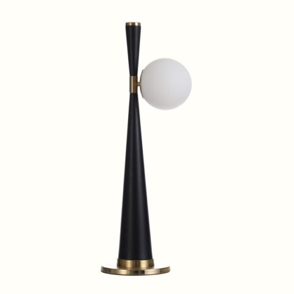 Contemporary Black Slim Table Lamp With Glass Ball