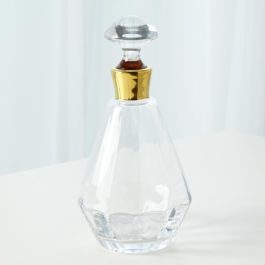 Glass Prism Decanter With Gold Band