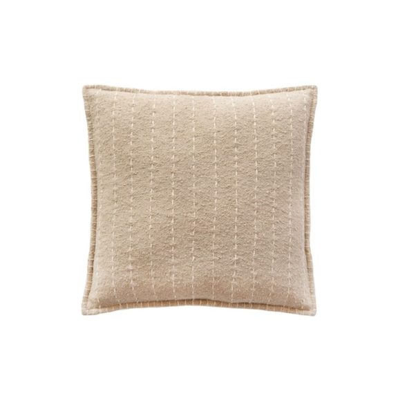 Beige Hand Quilted Cotton Stripes Pillow Cover With Down Pillow Insert (20 x 20)