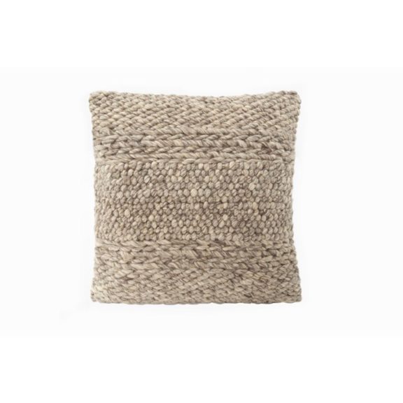 Handwoven Textured Taupe Pillow Cover With Down Pillow Insert (20 x 20)