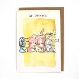 Hot Cross Buns Greeting Card With Grumpy Rabbits