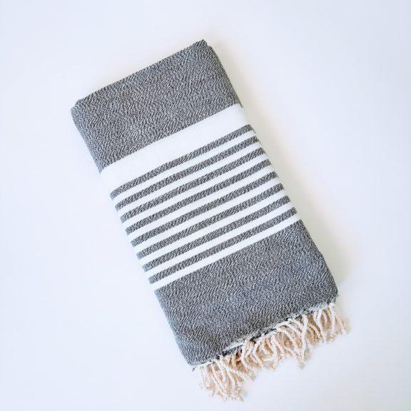 Large Textile Picnic & Beach Blanket - Speckled Grey/White