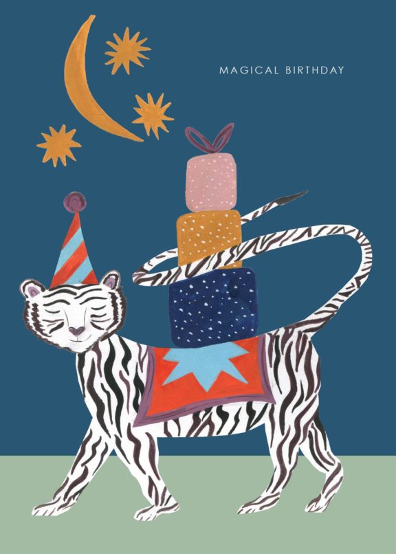 Magical Birthday White Tiger - Birthday Card