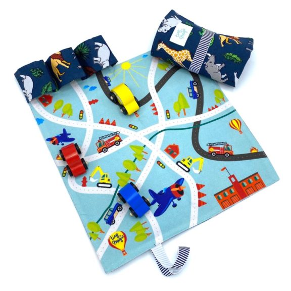 Portable Cars on the Road Play Mat - Fireman Themed