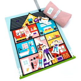 Portable Dollhouse Play Mat - Pink Case with Dots