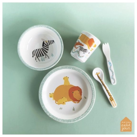 5 Piece Baby Tableware Gift Set - Safari Print