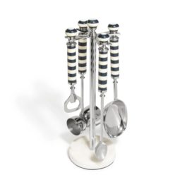 Stainless Steel Hanging Bar Tool Set With Striped Handles