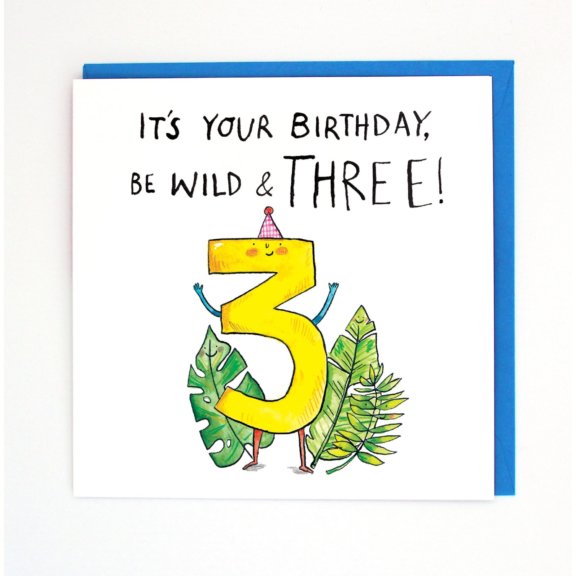 "Wild & Three" - Third Birthday Greeting Card