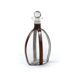 Glass Decanter With Brown Leather Strapping