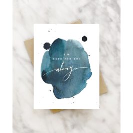 "I'm Here for You Always" Sympathy Card With Blue Watercolor Design