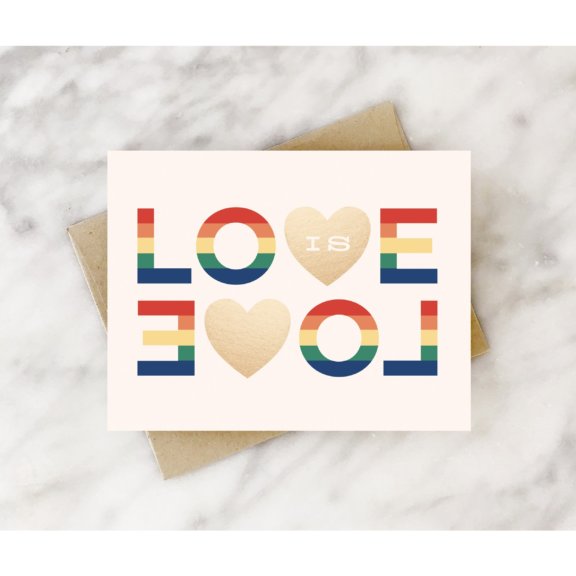 "Love Is Love" Greeting Card - With Rainbow Block Letters