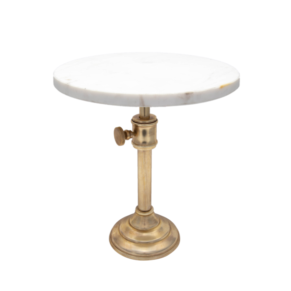 12" Marble & Antique Brass Adjustable Cake Plate