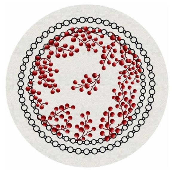 NICOLETTE MAYER Red Christmas Berries 16” Round Pebble Placemat
