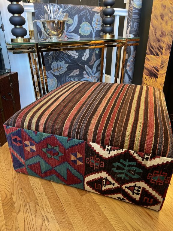 One-of-a Kind Hand Woven Large Multi Pouf/Ottoman - Dog & Pony Show