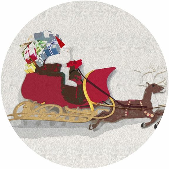 NICOLETTE MAYER Dashing Red Santa Vinyl Holiday Placemats