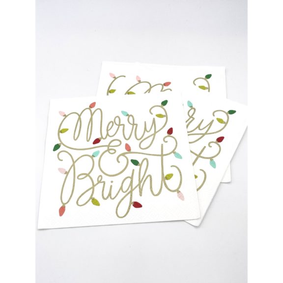 "Merry & Bright" - Holiday Cocktail Napkins