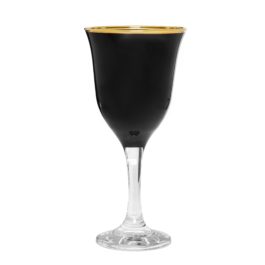 Black Footed Water Glasses w/ Gold Rim S/6
